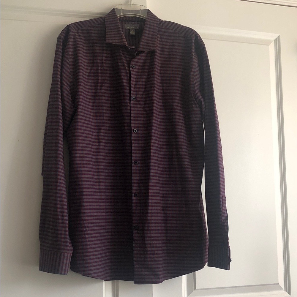 Men's XL Calibrate Striped Purple Shirt